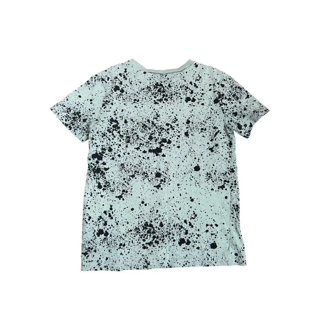 H&M Kids Black & White Splatter Print T-Shirt Size 8-10Y 100% Cotton Casual Shor